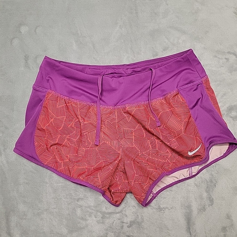 Nike Running Shorts Womens Small Purple Dri-Fit Geometric Athletic Gym Training